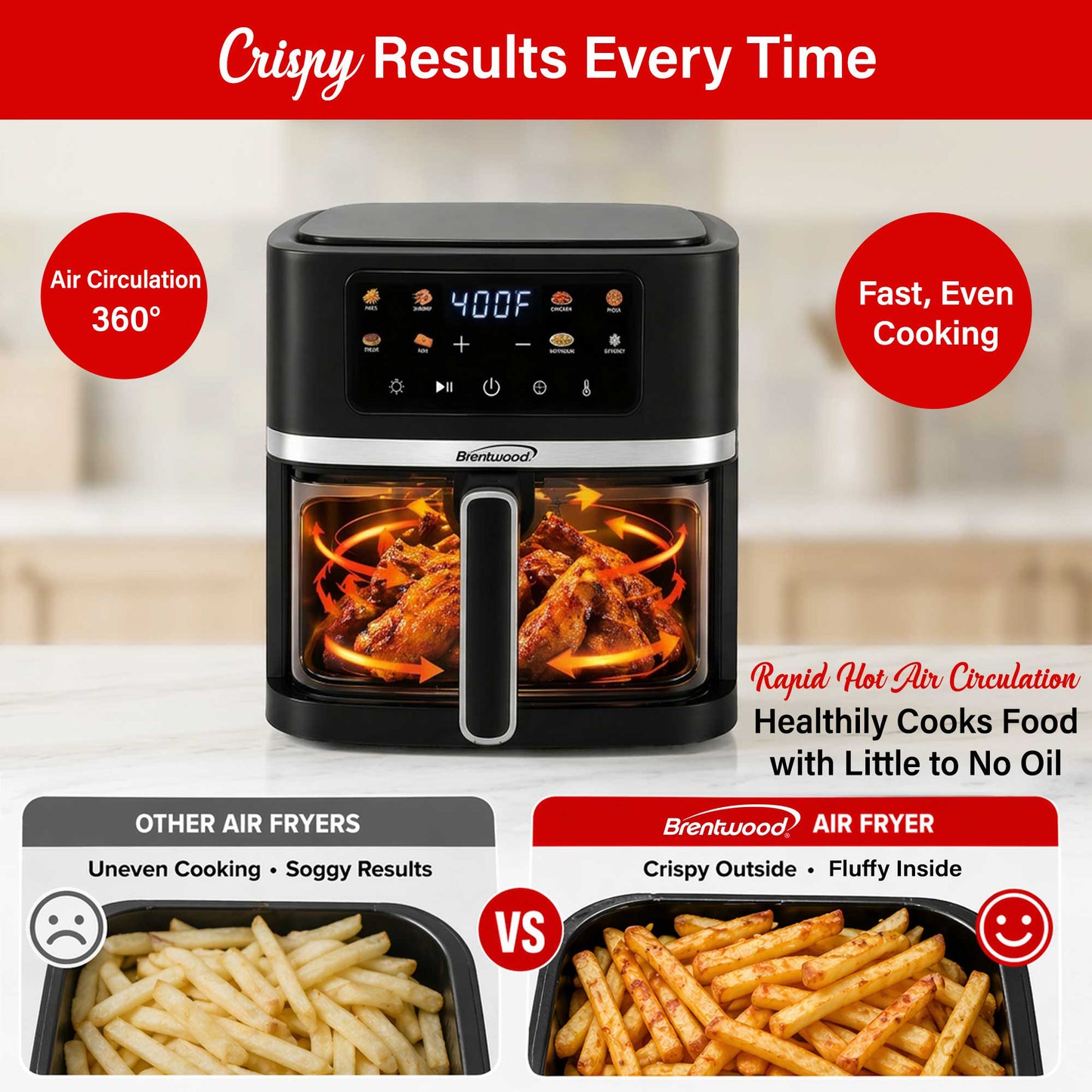 Brentwood XL 8-Quart Digital Air Fryer