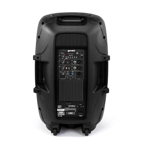 Gemini AS-2115BT-LT-PK 15" 2000W Bluetooth LED Powered PA Speaker Package with Stand & Microphone