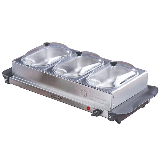Brentwood 4.5 Quart 3 Pan Buffet Server and Warming Tray