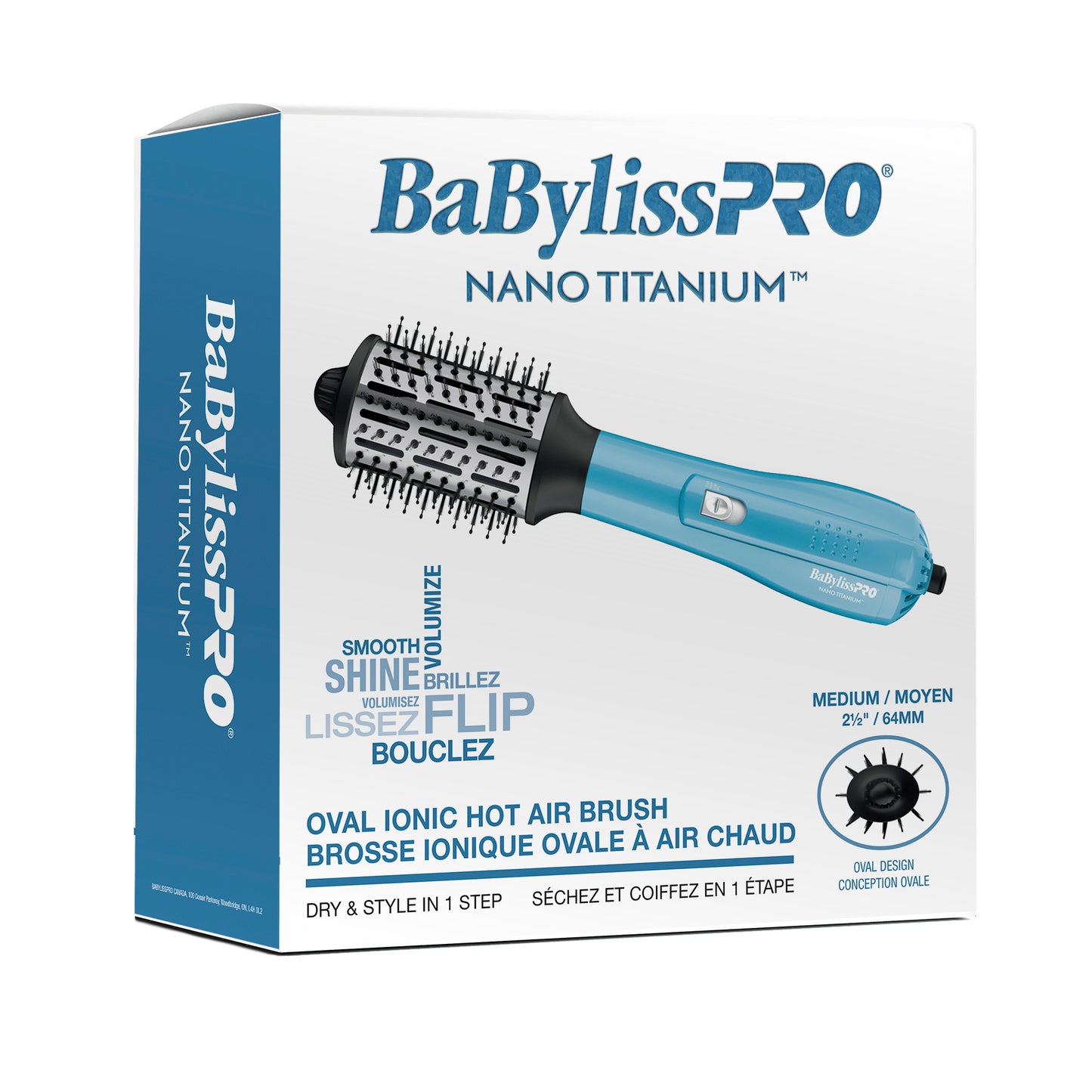BaBylissPRO Nano-Titanium™ Medium 2-1/2 Inch Oval Ionic Hot Air Brush