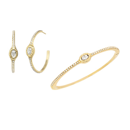 Coach Signature Logo Pave Hoops and Bracelet Gold