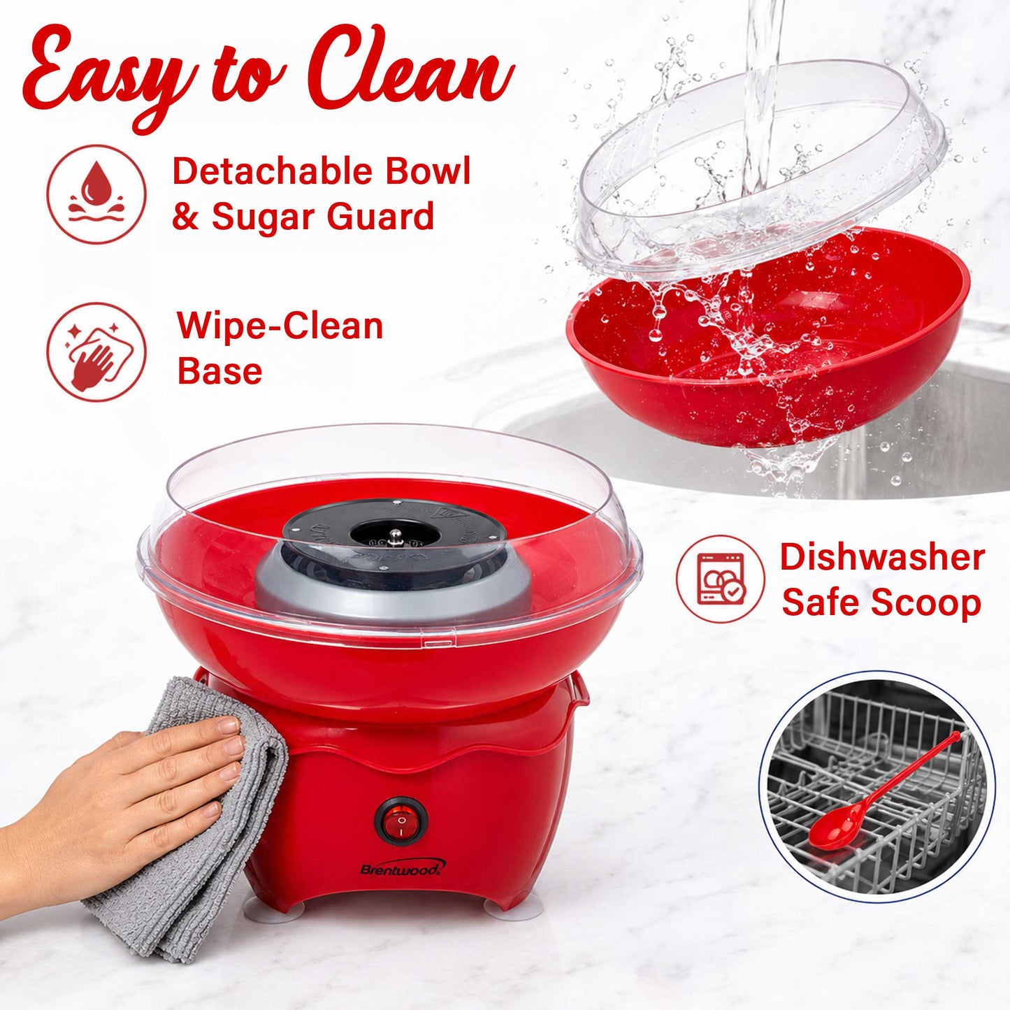 Brentwood Classic Cotton Candy Machine with Sugar Scoop