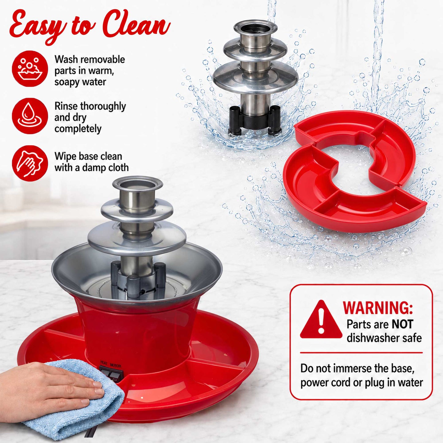 Brentwood 3-Tier Electric Chocolate and Cheese Fondue Fountain Machine