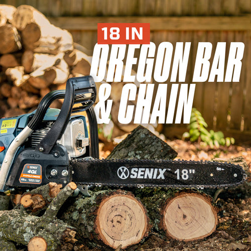 SENIX Tools 4QL® 49cc 4-Cycle 18 inch Gas Chainsaw with Oregon Bar and Chain
