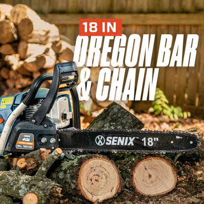 SENIX Tools 4QL® 49cc 4-Cycle 18 inch Gas Chainsaw with Oregon Bar and Chain