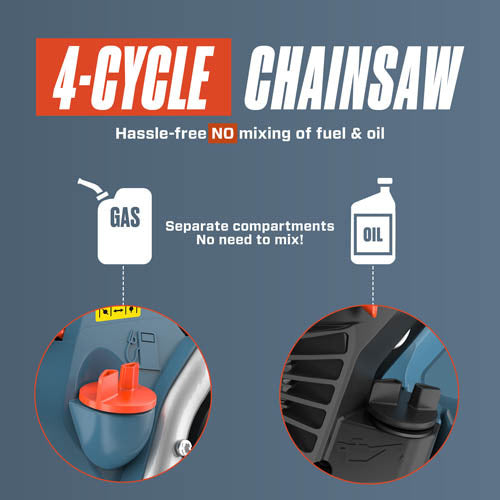 SENIX Tools 4QL® 49cc 4-Cycle 18 inch Gas Chainsaw with Oregon Bar and Chain