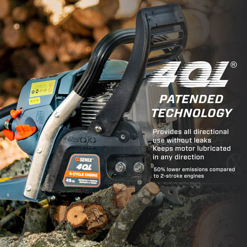 SENIX Tools 4QL® 49cc 4-Cycle 18 inch Gas Chainsaw with Oregon Bar and Chain