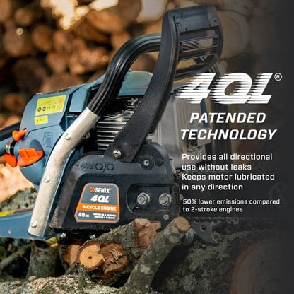 SENIX Tools 4QL® 49cc 4-Cycle 18 inch Gas Chainsaw with Oregon Bar and Chain
