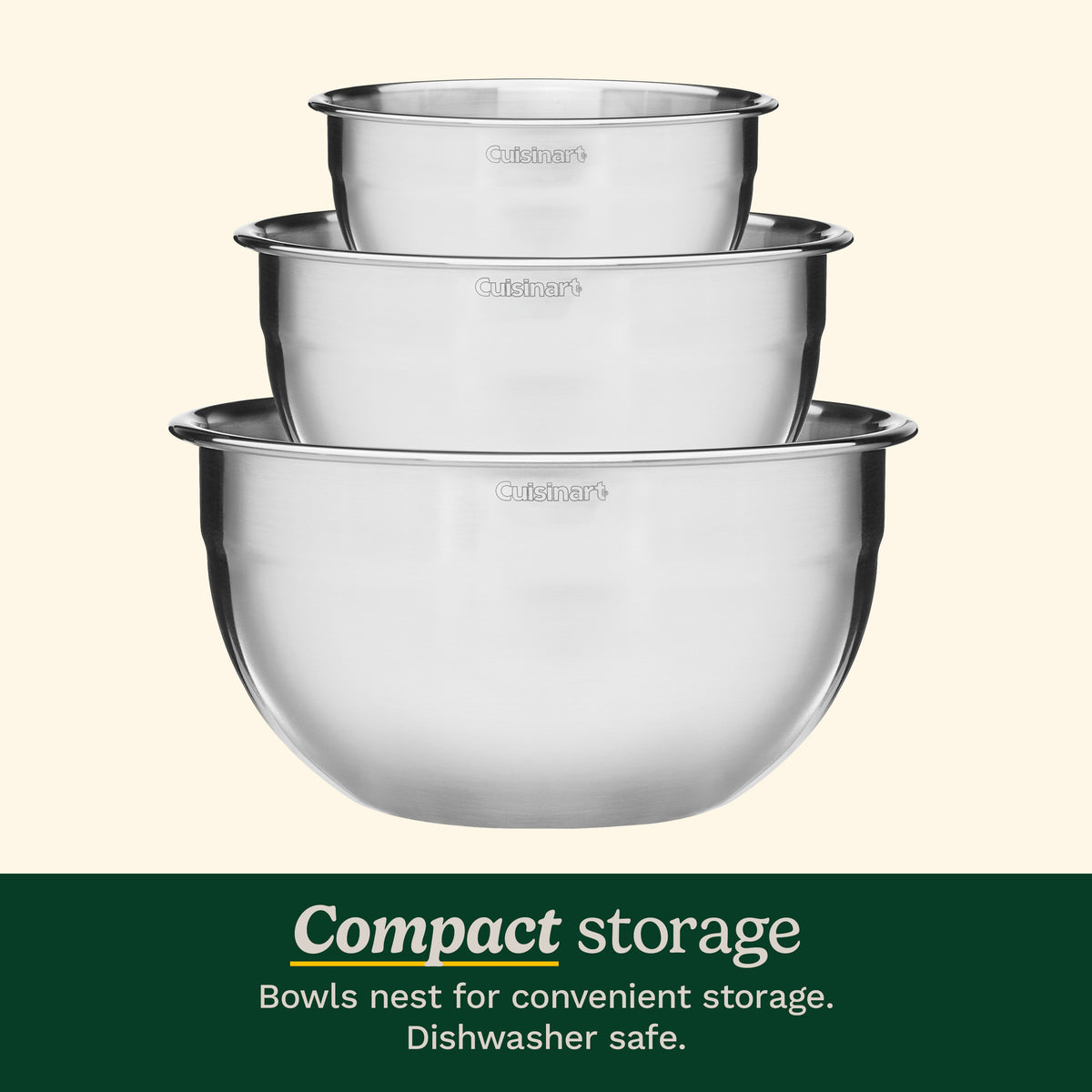 Cuisinart 3-Piece Stainless Steel Mixing Bowls with Lids