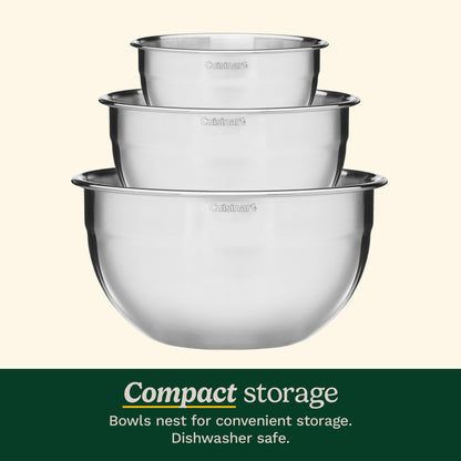 Cuisinart 3-Piece Stainless Steel Mixing Bowls with Lids