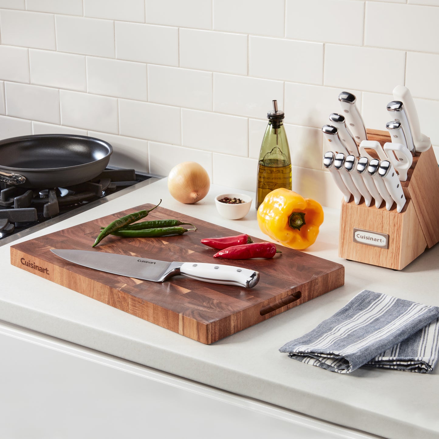 Cuisinart 17" Reversible End Grain Acacia Wood Cutting Board with Juice Well