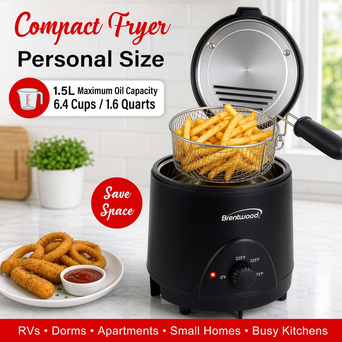 Brentwood 1.6QT Electric Deep Fryer