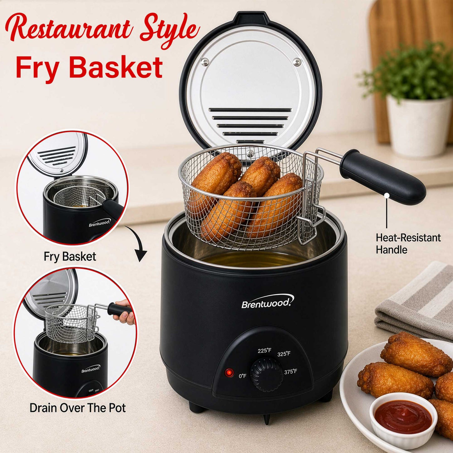 Brentwood 1.6QT Electric Deep Fryer