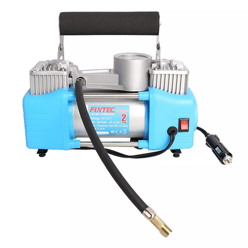 FIXTEC Tools Portable Car Air Compressor/Tire Inflator, 12 V, 150 PSI, 65 L/min, Analog