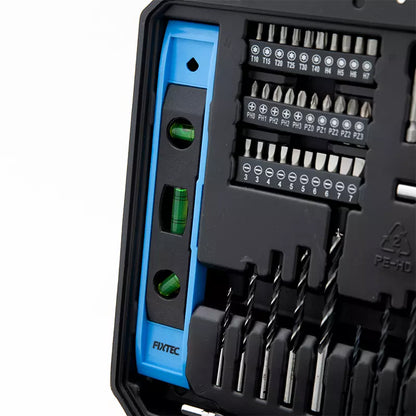 FIXTEC Tools 12V cordless Drill Kit with Battery, Charger & 60 Piece Accessory Kit