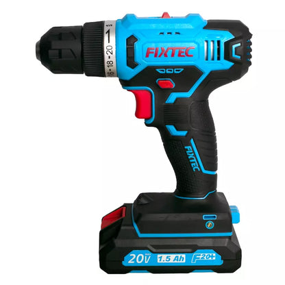 FIXTEC Tools 20V cordless Drill Kit with Battery, Charger & 221 Piece Accessory Kit