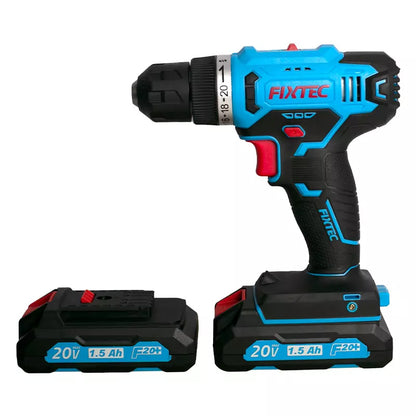 FIXTEC Tools 20V Cordless Drill Kit with (2) Batteries, Charger, Storage Case, Accessories