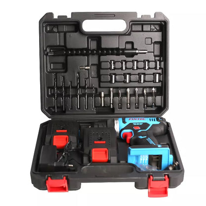 FIXTEC Tools 20V Cordless Drill Kit with (2) Batteries, Charger, Storage Case, Accessories