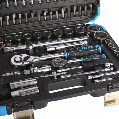 FIXTEC Tools 1/2-inch & 1/4-inch Drive Ratchet and Socket Mechanics Set (94-Pieces)