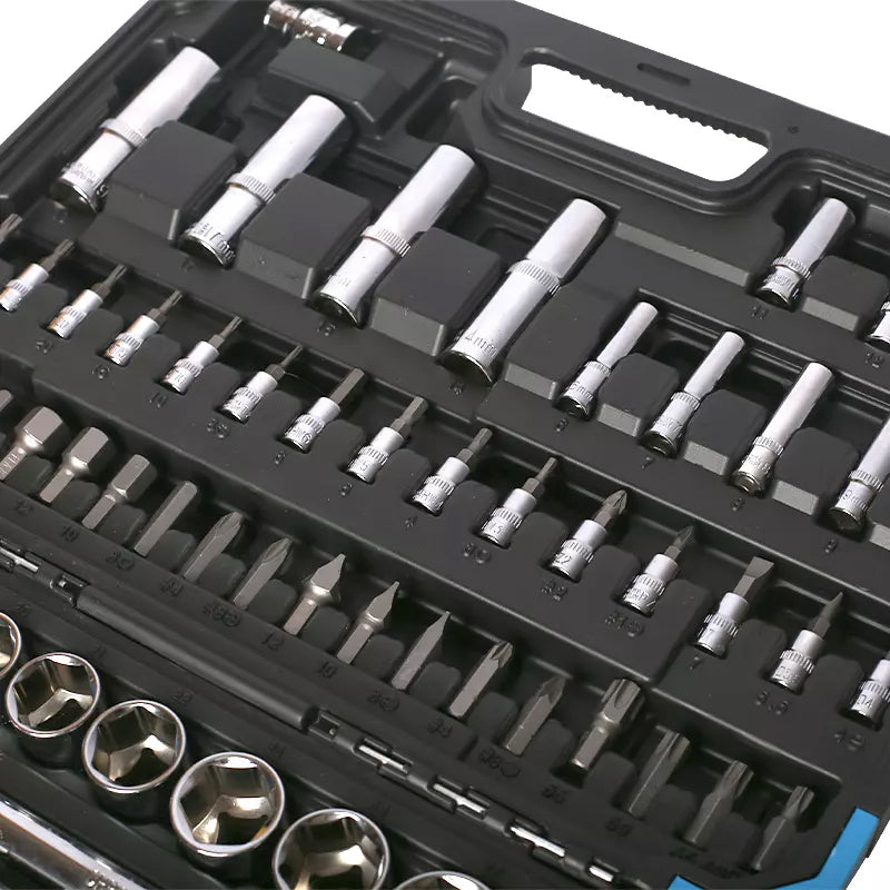 FIXTEC Tools 1/2-inch & 1/4-inch Drive Ratchet and Socket Mechanics Set (94-Pieces)