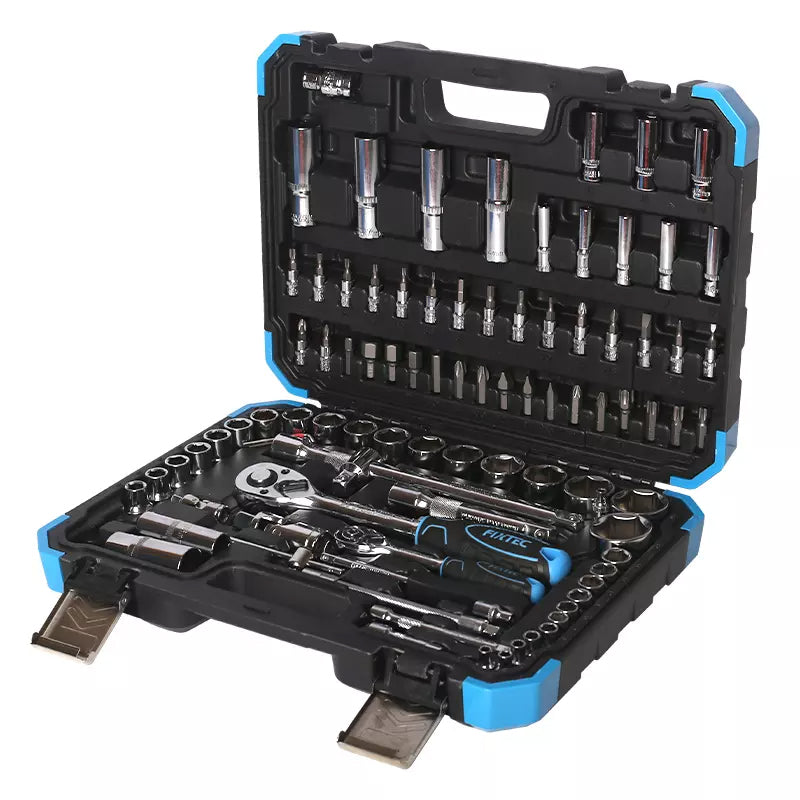 FIXTEC Tools 1/2-inch & 1/4-inch Drive Ratchet and Socket Mechanics Set (94-Pieces)