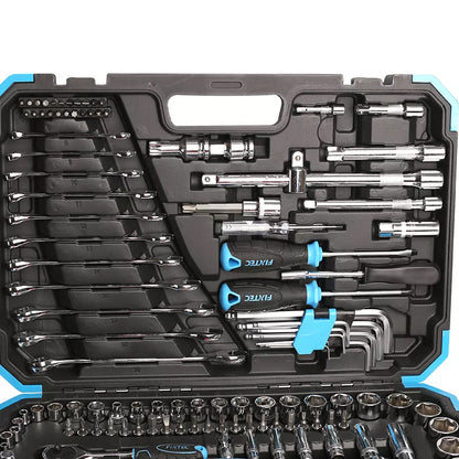 FIXTEC Tools 3/8-inch Drive Ratchet and Socket Mechanics Tool Set (132-Pieces)