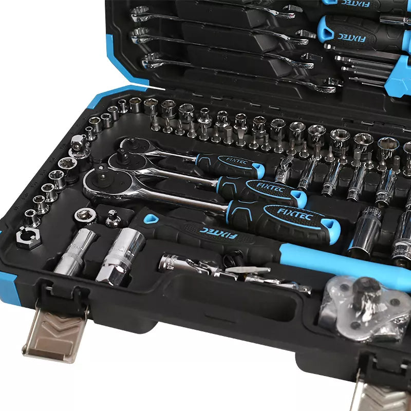 FIXTEC Tools 3/8-inch Drive Ratchet and Socket Mechanics Tool Set (132-Pieces)
