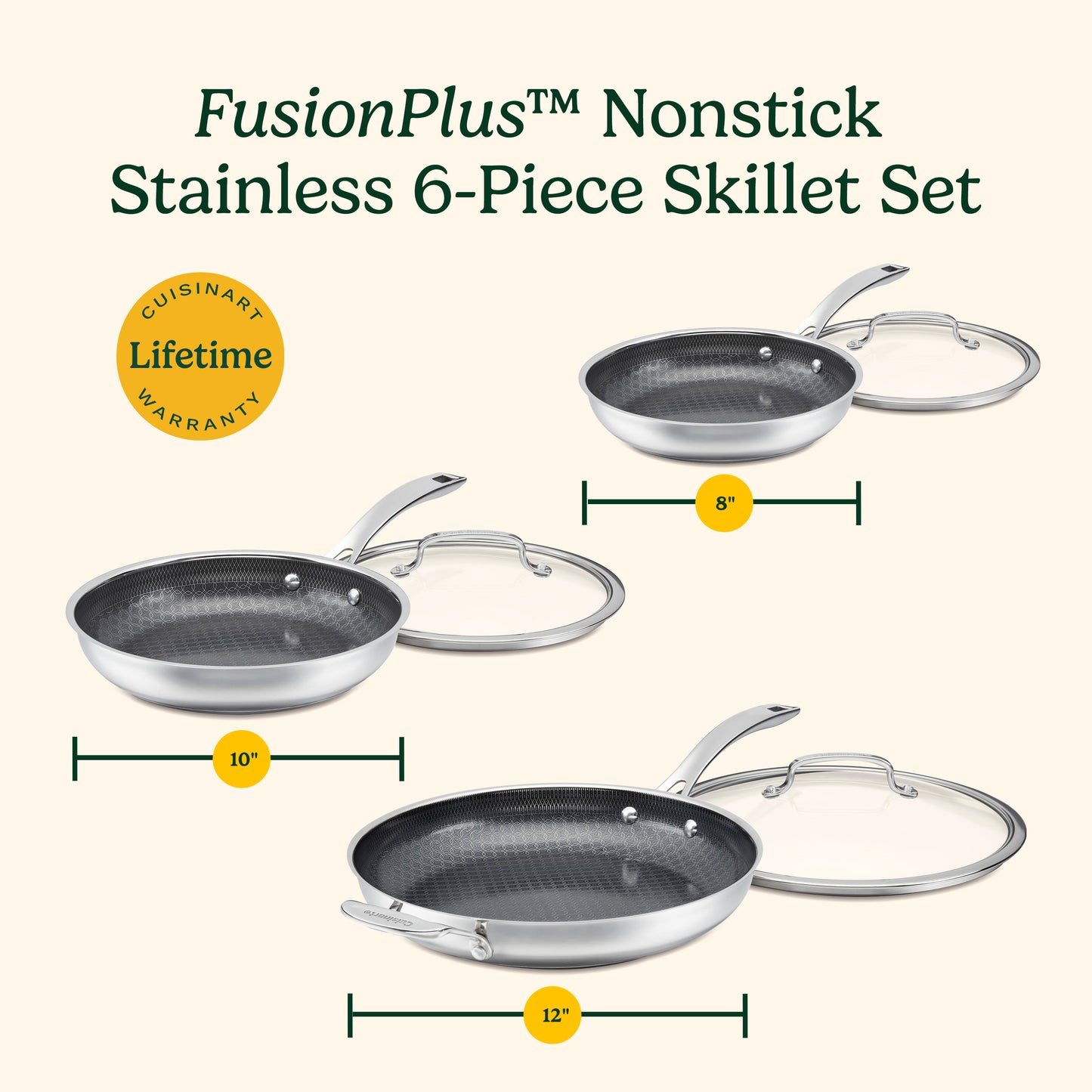 Cuisinart 6-Piece FusionPlus™ Nonstick Stainless Skillet Set