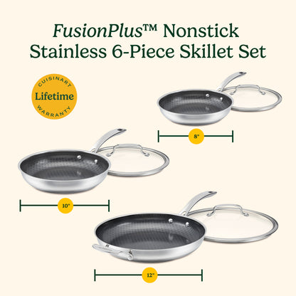 Cuisinart 6-Piece FusionPlus™ Nonstick Stainless Skillet Set