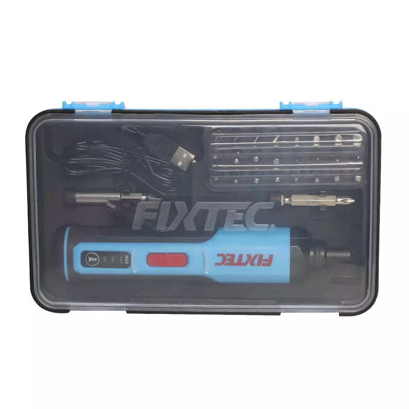 FIXTEC Tools 4V Lithium-Ion Cordless Screwdriver Kit & 26-Pieces Accys, USB