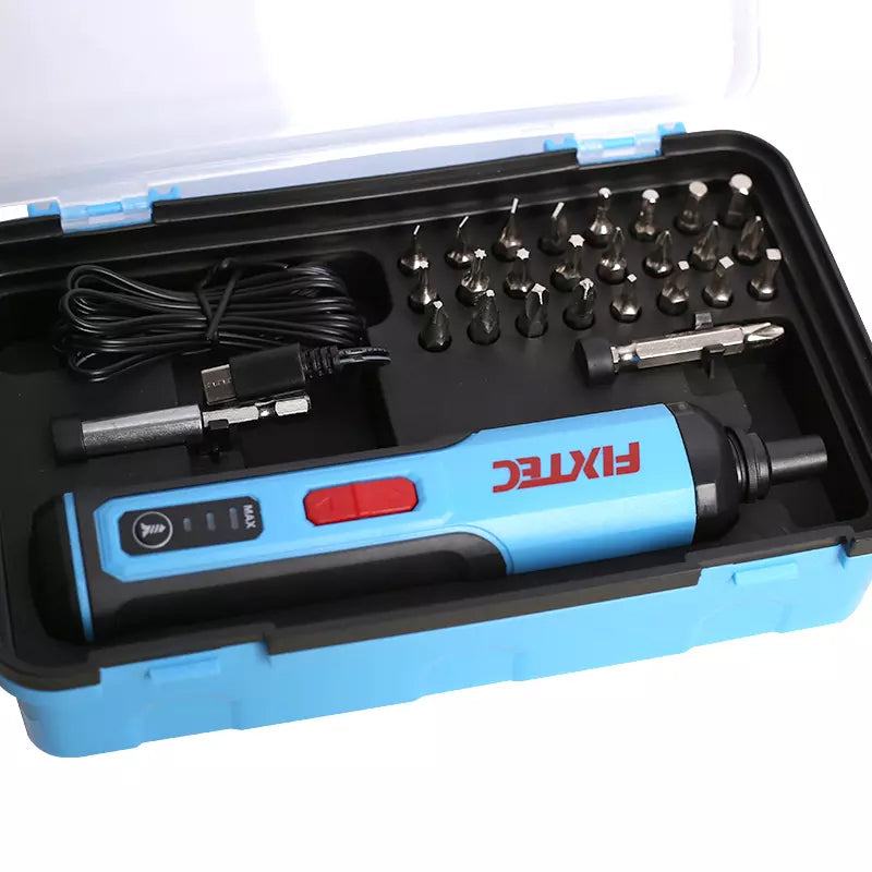 FIXTEC Tools 4V Lithium-Ion Cordless Screwdriver Kit & 26-Pieces Accys, USB