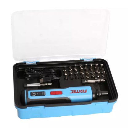 FIXTEC Tools 4V Lithium-Ion Cordless Screwdriver Kit & 26-Pieces Accys, USB
