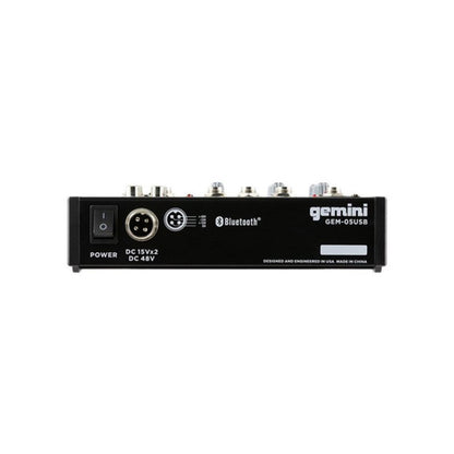 Gemini GEM-05USB 5-Channel Bluetooth Audio Mixer with USB