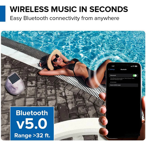 Gemini GHRK‑500LTMS‑PR Portable Solar-Powered Bluetooth Rock Speakers