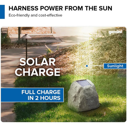 Gemini GHRK‑500LTMS‑PR Portable Solar-Powered Bluetooth Rock Speakers