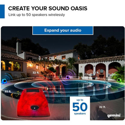 Gemini GHRK‑500LTMS‑PR Portable Solar-Powered Bluetooth Rock Speakers