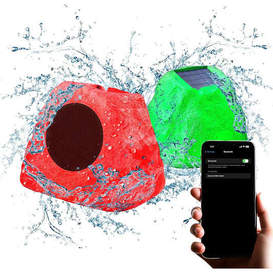 Gemini GHRK‑500LTMS‑PR Portable Solar-Powered Bluetooth Rock Speakers