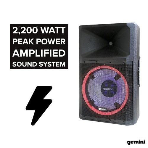 Gemini GSP‑L2200PK, 15″ 2,200 W Bluetooth PA Party Speaker System with Stand & Mic