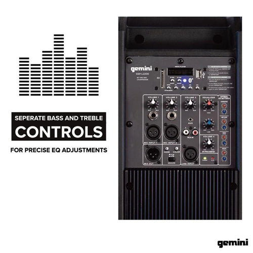 Gemini GSP‑L2200PK, 15″ 2,200 W Bluetooth PA Party Speaker System with Stand & Mic