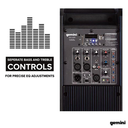 Gemini GSP‑L2200PK, 15″ 2,200 W Bluetooth PA Party Speaker System with Stand & Mic