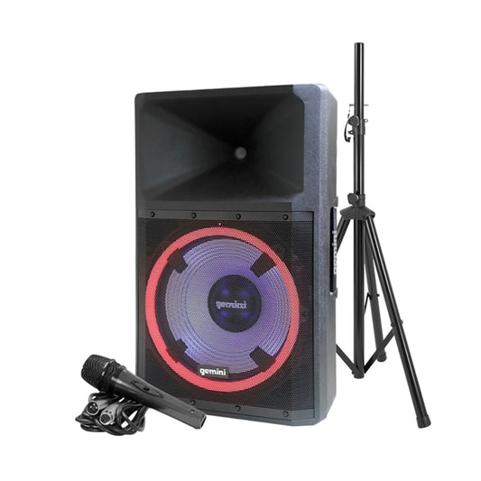 Gemini GSP‑L2200PK, 15″ 2,200 W Bluetooth PA Party Speaker System with Stand & Mic
