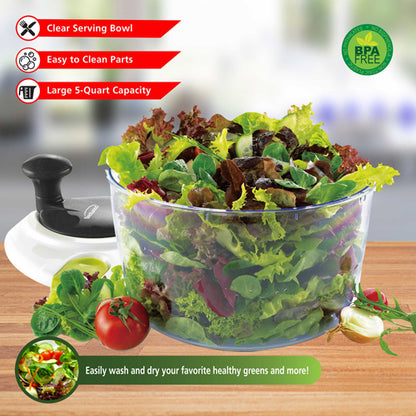 Brentwood Salad Spinner with 5-Quart Serving Bowl