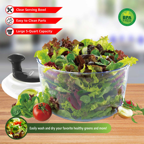 Brentwood Salad Spinner with 5-Quart Serving Bowl