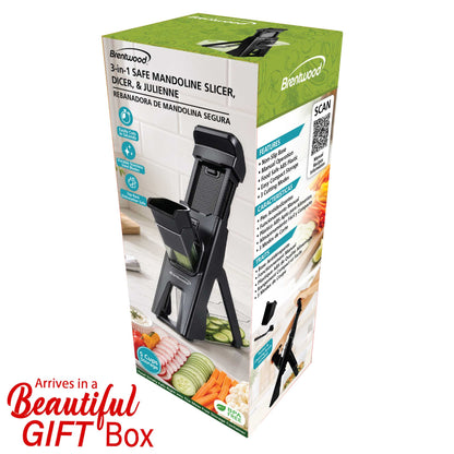 Brentwood 3-in-1 Safe Mandoline Slicer, Vegetable Chopper