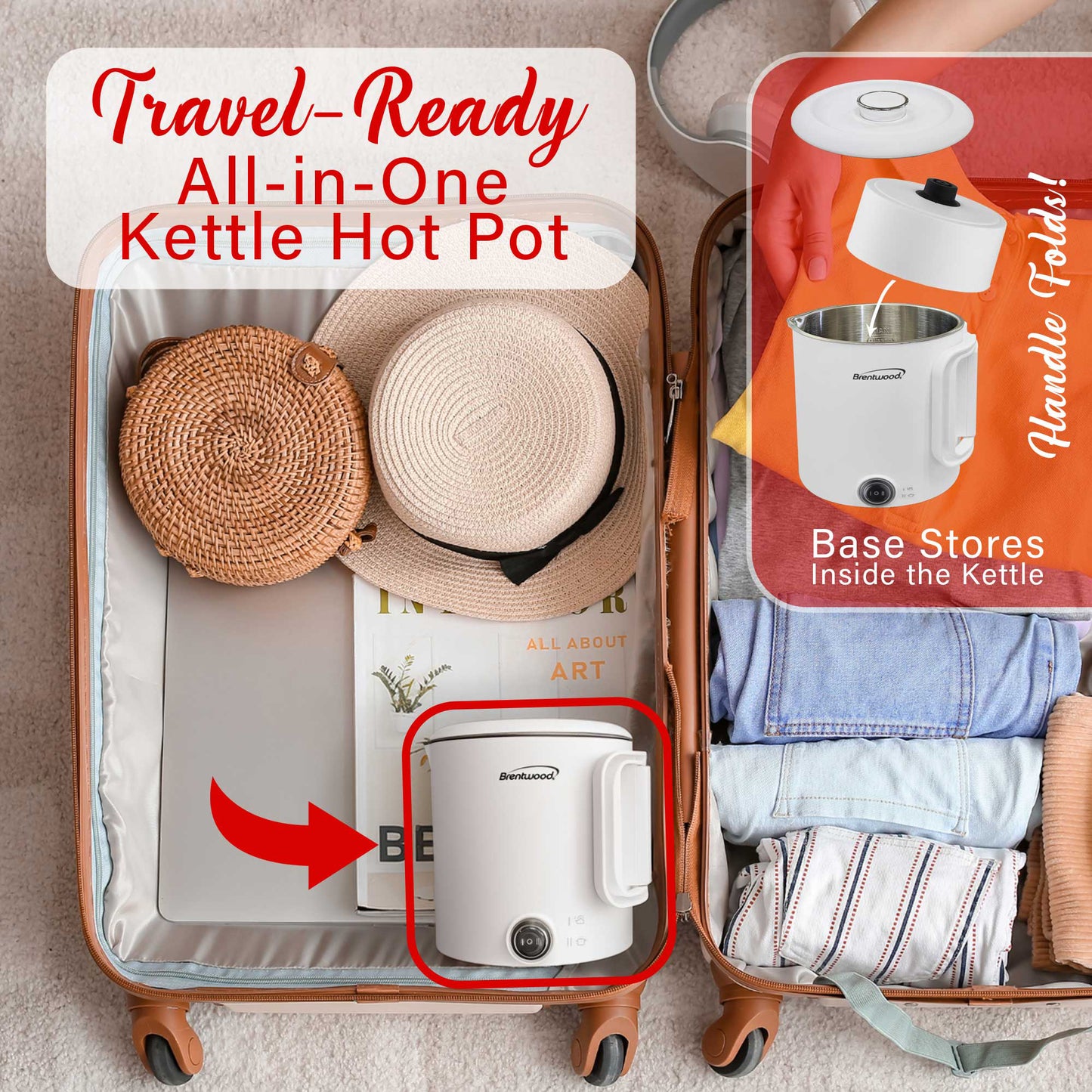 Brentwood 27oz Electric Travel Kettle & Hot Pot