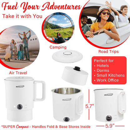 Brentwood 27oz Electric Travel Kettle & Hot Pot