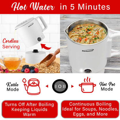 Brentwood 27oz Electric Travel Kettle & Hot Pot