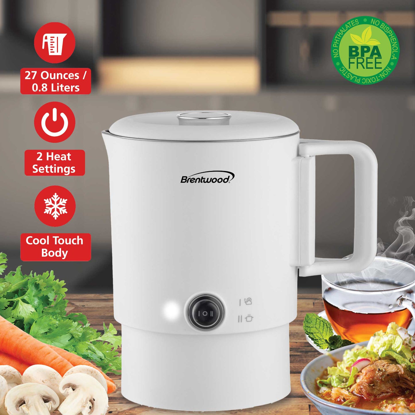 Brentwood 27oz Electric Travel Kettle & Hot Pot