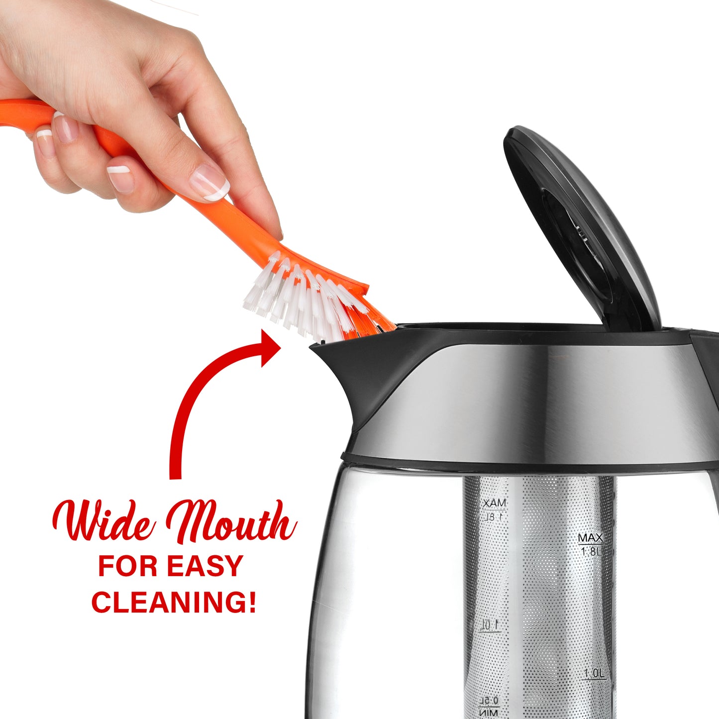 Brentwood 1.8L Cordless Glass Electric Kettle with Tea Infuser