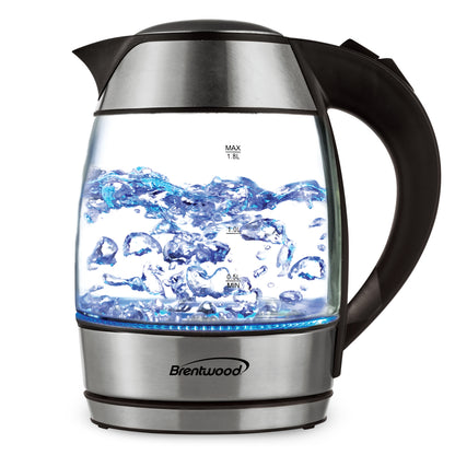 Brentwood 1.8L Cordless Glass Electric Kettle with Tea Infuser